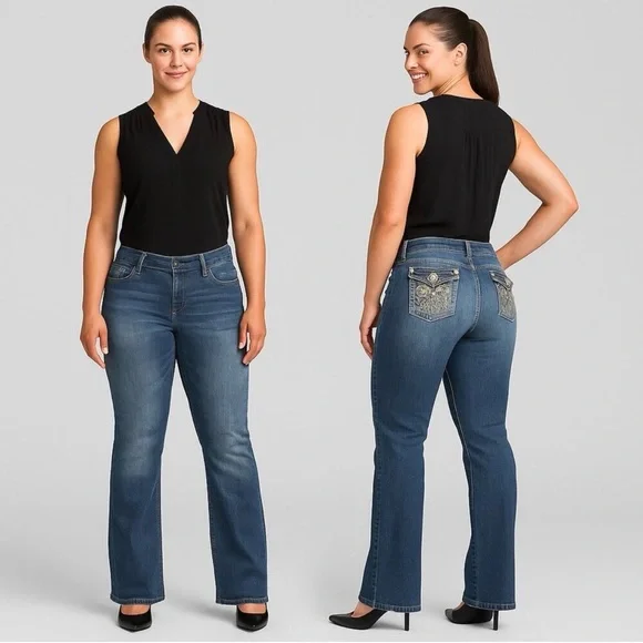 โจ EARL JEAN Rhinestone Fleur-de-Lis Slim Boot Jeans โ Womenโs 14 โจ - Picture 13 of 14